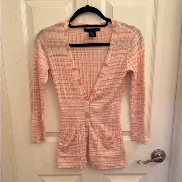 Calvin Klein Jeans Sweaters - Calvin Klein Jeans Pink and White Cardigan Sweater